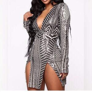 NWT Fashion Nova Perfectly Split Sequin Mini Dress